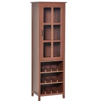HOMCOM Tall Wine Cabinet, Bar Display Cupboard with 12-Bottle Wine Rack, Glass Door and 3 Storage Compartment for Living Room, Home Bar, Dining Room, Walnut(m-1)