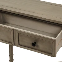 Console Table with Two Storage Drawers and Bottom Shelf, Solid Wood Frame, Easy Assembly, 58" L x 11" W x 34" H, Gray(m-11)