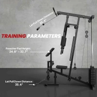Soozier Multifunction Home Gym System, Workout Station with 99Lbs Weight Stack, for Full Body Exercise(m-7)