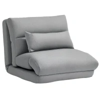 HOMCOM Floor Chair for Adults Floor Sofa Bed with 6-Position Adjustable Backrest Pillow for Reading Gaming Meditating Gray(m-11)