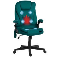 Vinsetto 6 Point Executive Office Chair with Heat, Velvet High Back Vibrating Massage Office Chair, Dark Green(m-11)
