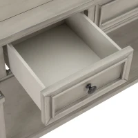 Classic Retro Console Table with 3 Drawers, Open Shelf, Vintage Metal Handles, Perfect for Entryway, Living Room, 50" L x 15" W x 30" H, Gray(m-9)