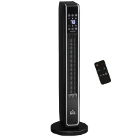 HOMCOM 2-In-1 Portable Electric Tower Heater, Oscillating Space Heater for Indoor Use with Remote Control, 8H Timer, Three Heating Modes(High, Low, Fan), 750W / 1500W, Black(m-1)