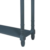 Console Table with Two Storage Drawers and Bottom Shelf, Solid Wood Frame, Easy Assembly, 58" L x 11" W x 34" H, Navy Blue(m-12)