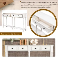 Console Table with Two Storage Drawers and Bottom Shelf, Easy Assembly for Living Room or Entryway, 58" L x 11" W x 34" H, Ivory White(m-6)
