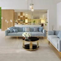 Modern Asymmetrical Coffee Table with Black Mirror Top, Circular Metal Drum Base and Lower Shelf, 31.5" L x 31.5" W x 20" H, Black(m-6)