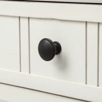 Daisy Series Console Table with Two Drawers and Bottom Shelf, Easy Assembly, Pine Wood Frame, 35.5" L x 14" W x 30" H, Ivory White(m-9)