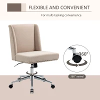 Vinsetto Mid Back Home Office Chair, Task Chair with Tilt, 360° Swivel, Padded Desk Chair with Adjustable Height, Beige(m-6)