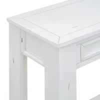 Rustic Chic Console Table with 4 Storage Drawers, Bottom Shelf, Solid Wood Frame, Ideal for Entryway, Hallway, 63" L x 14" W x 30" H, White(m-9)