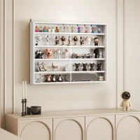 HOMCOM 5-Tier Display Cabinet, Wall-Mounted Display Case with 2 Glass Doors and Adjustable Shelves, White(m-8)