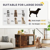 PawHut 39" Dog Crate Furniture with Flip-up Top Opening, 2 Doors, Dog Kennel Furniture for Large Dogs, Rustic Brown(m-8)