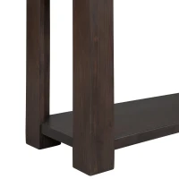 Rustic Chic Console Table with 4 Storage Drawers, Bottom Shelf, Solid Wood Frame, All Tools Included, 63" L x 14" W x 30" H, Dark Brown(m-12)