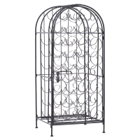 HOMCOM 35 Bottle Wrought Iron Wine Rack Cabinet with Lock,  Black