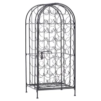 HOMCOM 35 Bottle Wrought Iron Wine Rack Cabinet with Lock,  Black(m-1)