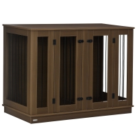 PawHut Furniture Style Dog Crate with Removable Divider, Dog Crate Side End Table Indoor with Double Doors, for Small to Large Dogs, 47" x 23.5" x 35", Walnut