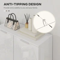 HOMCOM Shoe Cabinet, Shoe Storage Cabinet with Soft-Close Hinges and Adjustable Shelves, Holds 15-20 Pairs, High Gloss White(m-6)