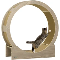 PawHut 36" Cat Wheel for Indoor Cats with Brake, Scratching Pads, Walnut(m-11)