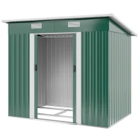 Outsunny 7' x 4' Metal Outdoor Storage Shed, Garden Tool Lockable Shed, Utility Storage Unit, Dark Green(m-11)