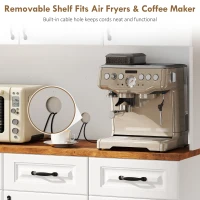 HOMCOM 71" Kitchen Pantry Cabinet, Freestanding Farmhouse Storage Cabinet with Wide 2-Tier Microwave Stand Countertop, 3 Drawers, 6 Soft Closing Doors, and Adjustable Shelves, Cable Management, White(m-6)