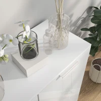 HOMCOM Shoe Cabinet, Shoe Storage Cabinet with Soft-Close Hinges and Adjustable Shelves, Holds 15-20 Pairs, High Gloss White(m-7)