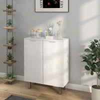 HOMCOM Shoe Cabinet, Shoe Storage Cabinet with Soft-Close Hinges and Adjustable Shelves, Holds 15-20 Pairs, High Gloss White(m-8)