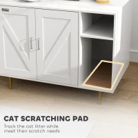 PawHut Cat Litter Box Enclosure, Hidden Litter Box with Scratching Pad, Storage, for Living Room, Bedroom, 31.5" x 20" x 24"(m-6)