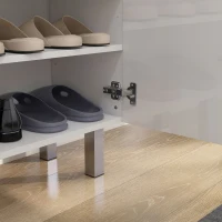 HOMCOM Shoe Cabinet, Shoe Storage Cabinet with Soft-Close Hinges and Adjustable Shelves, Holds 15-20 Pairs, High Gloss White(m-10)