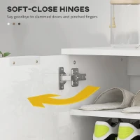 HOMCOM Shoe Cabinet, Shoe Storage Cabinet with Soft-Close Hinges and Adjustable Shelves, Holds 15-20 Pairs, High Gloss White(m-5)