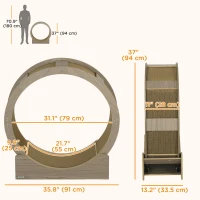 PawHut 36" Cat Wheel for Indoor Cats with Brake, Scratching Pads, Walnut(m-3)