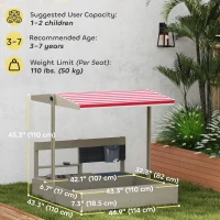 Outsunny Kids Sandbox with Cover Kitchen Playset Toys, Wooden Sand Box with Seat, Storage, for 3-7 Years Old, Grey(m-3)