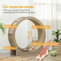 PawHut 36" Cat Wheel for Indoor Cats with Brake, Scratching Pads, Walnut(m-4)