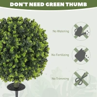 HOMCOM 2 Pack 1.3ft Artificial Ball Eucalyptus Topiary with Ground Stake, UV Resistant Faux Greenery for Indoor Outdoor(m-5)