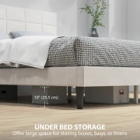 HOMCOM Queen Size Bed Frame with Upholstered Headboard, Modern Platform Bed Frame with Wood Slats, 1100 lbs Capacity, Cream(m-6)