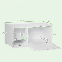 PawHut Cat Litter Box Enclosure with Spacious Interior, Cat Washroom Storage End Table for Indoor Cats with Hidden Storage Cabinet Space, Elevated Bottom, White(m-3)