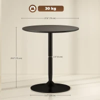 HOMCOM 27.6" Round Kitchen Table for 2, Modern Small Dining Table with Wood Veneer, Steel Base for Dining Room, Black(m-3)
