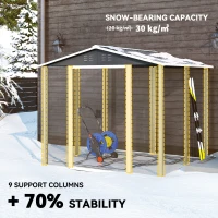 Outsunny 8' x 7' Outdoor Storage Shed, Easy to Assemble, Upgraded Galvanized Metal Garden Shed with Lockable Doors, Floor Frame and Gloves for Backyard, Lawn, Patio, Dark Grey(m-5)