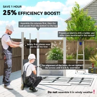 Outsunny 8' x 7' Outdoor Storage Shed, Easy to Assemble, Upgraded Galvanized Metal Garden Shed with Lockable Doors, Floor Frame and Gloves for Backyard, Lawn, Patio, Dark Grey(m-4)