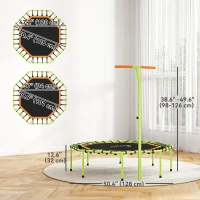 Soozier 50" Foldable Mini Trampoline, Fitness Trampoline Rebounder with Bungee, Adjustable Handle Bar, Stable & Quiet(m-3)