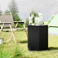 HOMCOM Hexagonal Side Table, Small End Table with 4 Adjustable Feet for Indoor, Outdoor, Black(m-8)