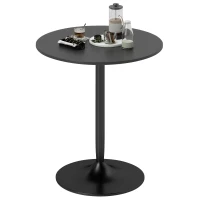HOMCOM 27.6" Round Kitchen Table for 2, Modern Small Dining Table with Wood Veneer, Steel Base for Dining Room, Black(m-11)