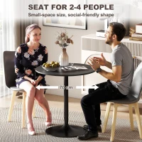 HOMCOM 27.6" Round Kitchen Table for 2, Modern Small Dining Table with Wood Veneer, Steel Base for Dining Room, Black(m-5)