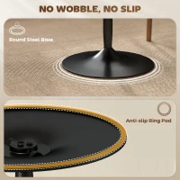 HOMCOM 27.6" Round Kitchen Table for 2, Modern Small Dining Table with Wood Veneer, Steel Base for Dining Room, Black(m-6)