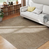 HOMCOM 7.5x9.5 Area Rug, Luxurious Faux Fur Rug, Non-Slip Floor Carpet for Living Room, Bedroom, Dining Room, Tan(m-9)