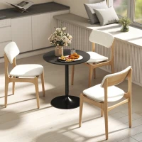 HOMCOM 27.6" Round Kitchen Table for 2, Modern Small Dining Table with Wood Veneer, Steel Base for Dining Room, Black(m-8)