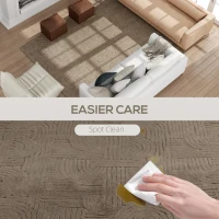HOMCOM 7.5x9.5 Area Rug, Luxurious Faux Fur Rug, Non-Slip Floor Carpet for Living Room, Bedroom, Dining Room, Tan(m-5)