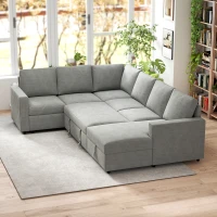 HOMCOM Pull Out Sofa Bed, Sleeper Sofa Couch with Hidden Storage, Chaise Lounge, Velvet Upholstery, U-Shaped Futon Couch(m-8)
