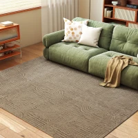 HOMCOM 7.5x9.5 Area Rug, Luxurious Faux Fur Rug, Non-Slip Floor Carpet for Living Room, Bedroom, Dining Room, Tan(m-8)