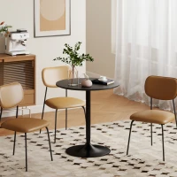 HOMCOM 27.6" Round Kitchen Table for 2, Modern Small Dining Table with Wood Veneer, Steel Base for Dining Room, Black(m-10)