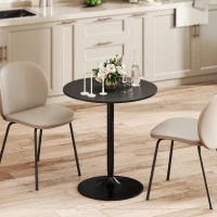 HOMCOM 27.6" Round Kitchen Table for 2, Modern Small Dining Table with Wood Veneer, Steel Base for Dining Room, Black(m-1)