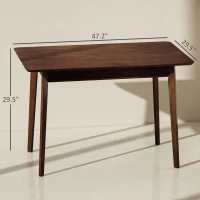 HOMCOM 47.2" Rectangle Dining Table for 4, Mid-Century Modern Kitchen Table with Rubber Wood Legs for Dining Room, Walnut(m-3)